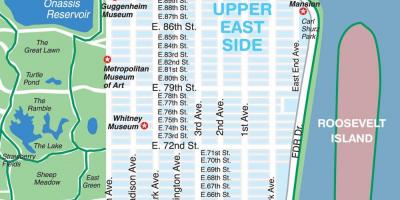 Kart av upper east side Manhattan