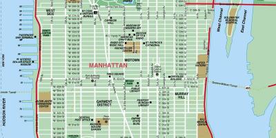 Utskriftsvennlig street kart over Manhattan