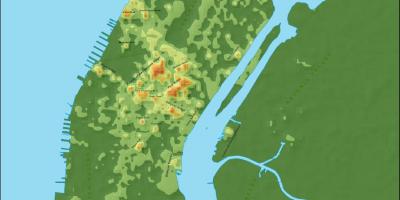 Kart over Manhattan topografiske