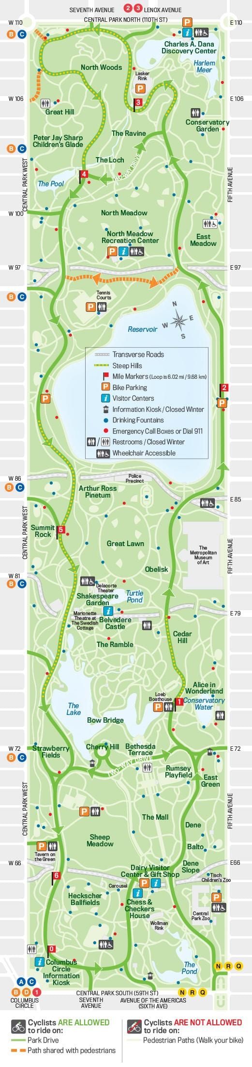 kart over central park kjører