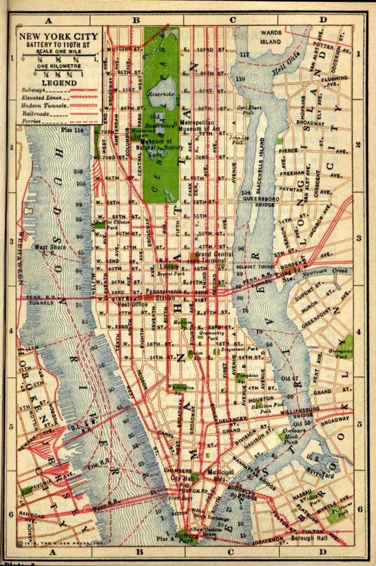 kart over gamle Manhattan