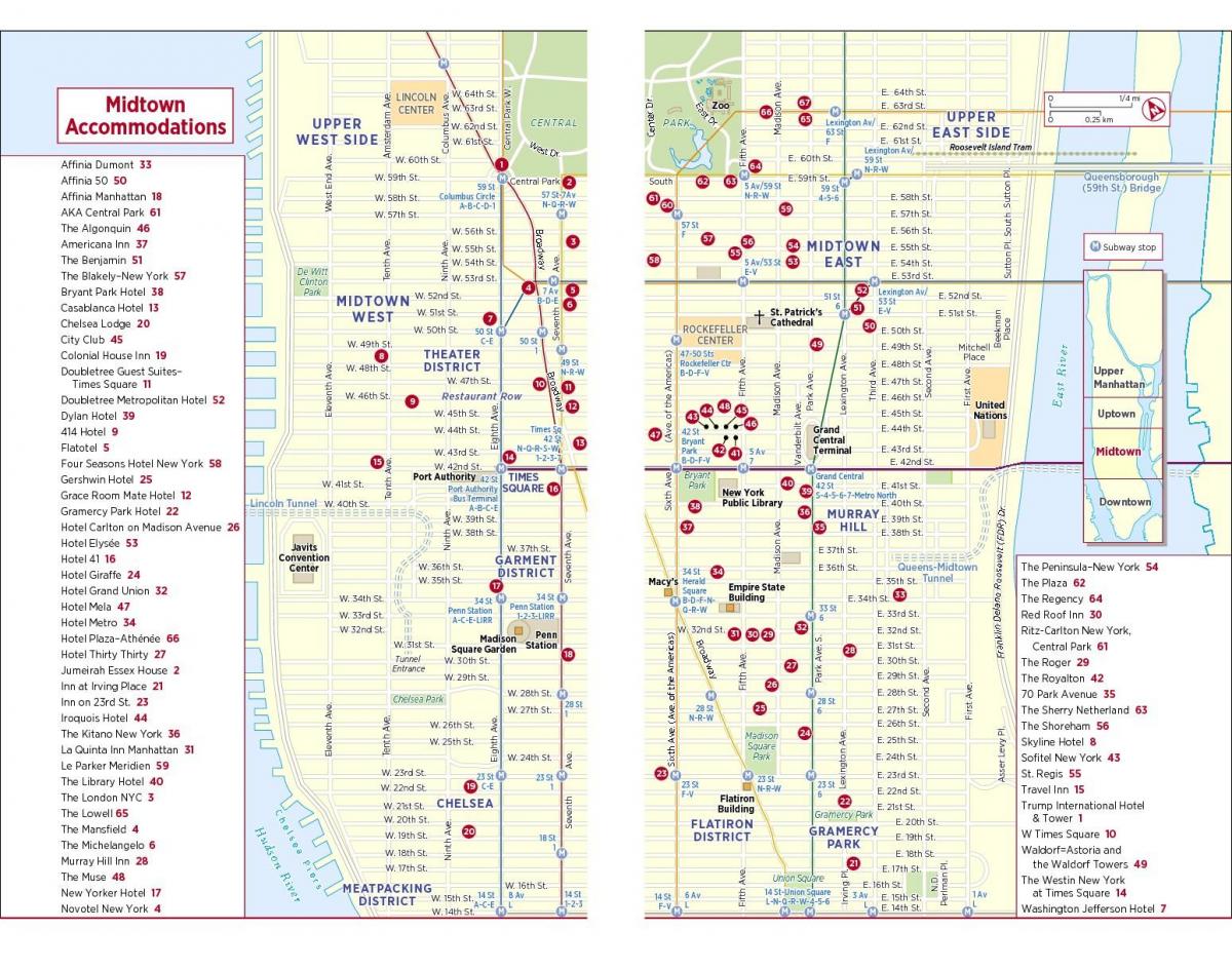 utskriftsvennlig gå kart i midtown Manhattan