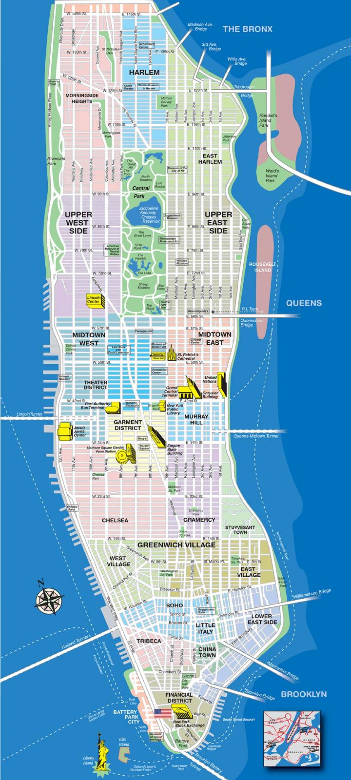 kart over gatene i Manhattan