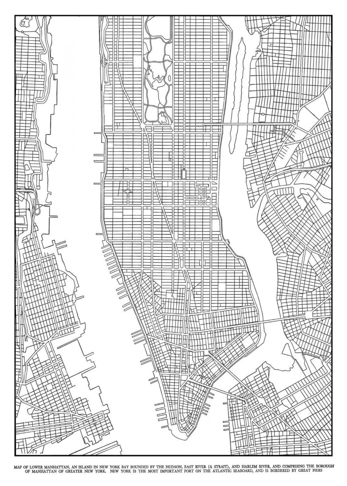 kart over Manhattan rutenett