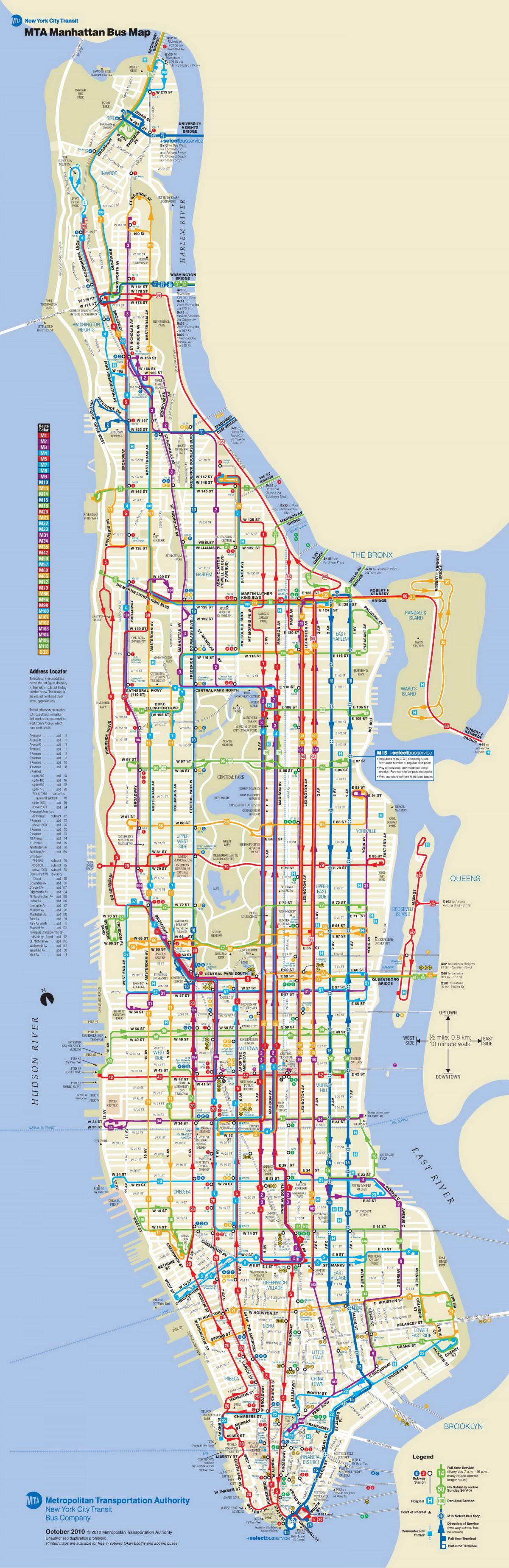 Manhattan buss kart med stopp