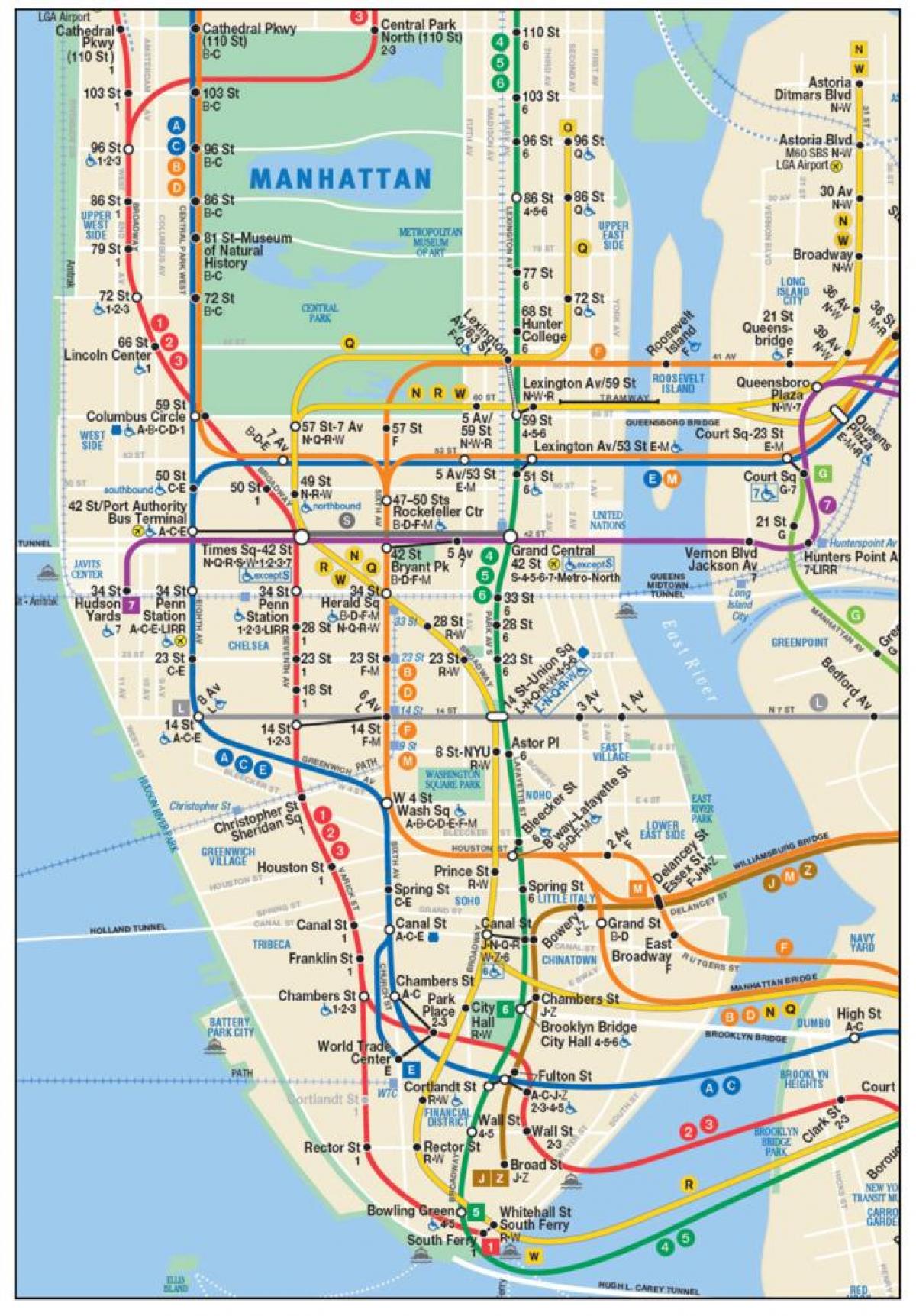 kart over nedre Manhattan t