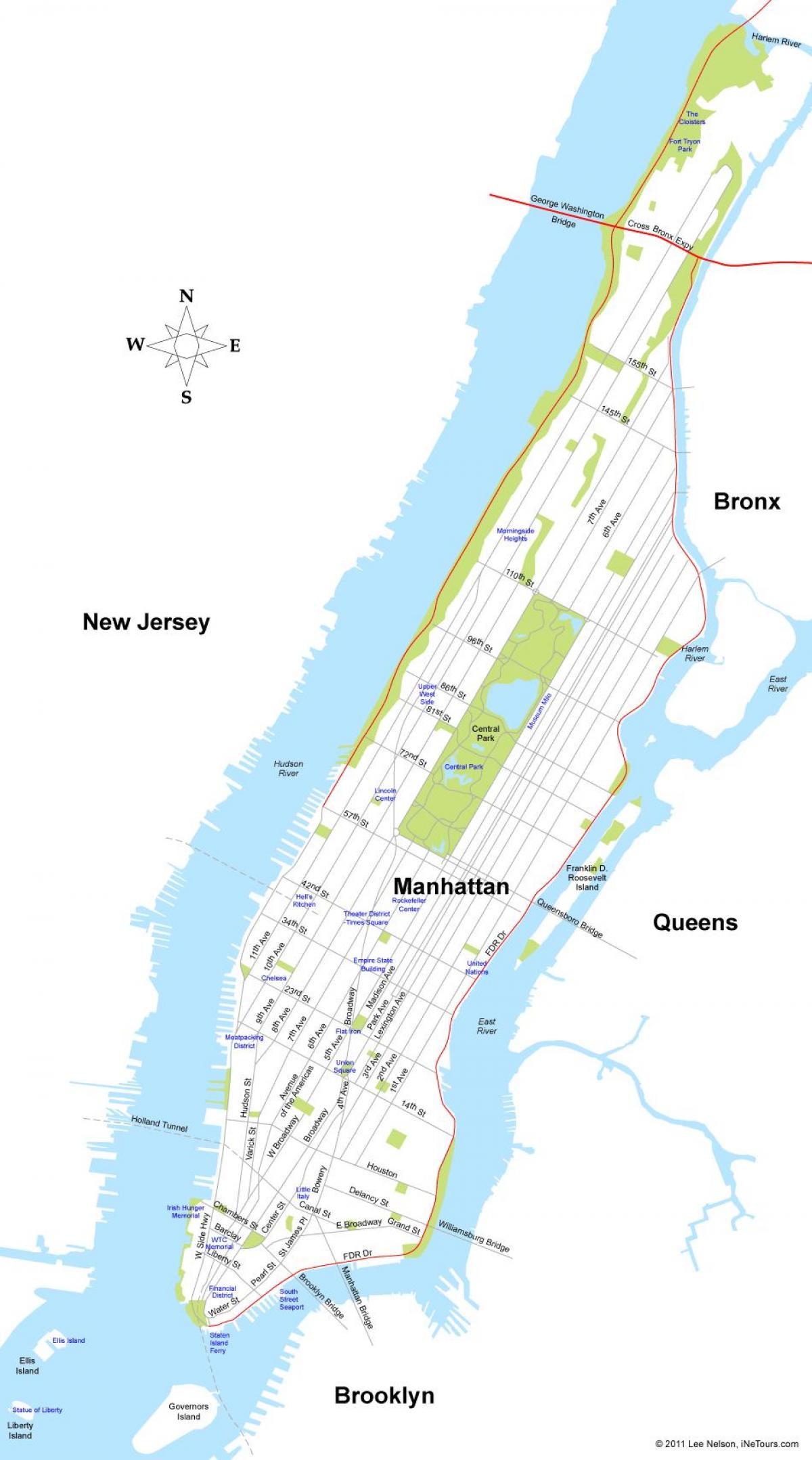 et kart av Manhattan, New York